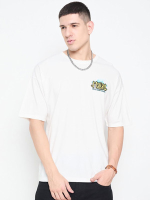 Mast & Harbour Graphic Print Men Round Neck White T-Shirt