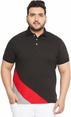 DAAWEAR OUTFITS Colorblock Men Polo Neck Red, Black, Grey T-Shirt