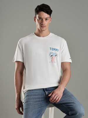 TOMMY HILFIGER Typography Men Crew Neck White T-Shirt