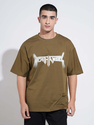 SHOWOFFFF Printed Men Round Neck Dark Green T-Shirt