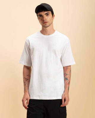 Shakuntla Fashion Solid Men Round Neck White T-Shirt