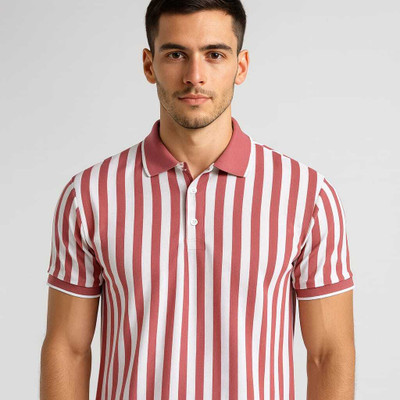 HouseOfCommon Striped Men Polo Neck Multicolor T-Shirt