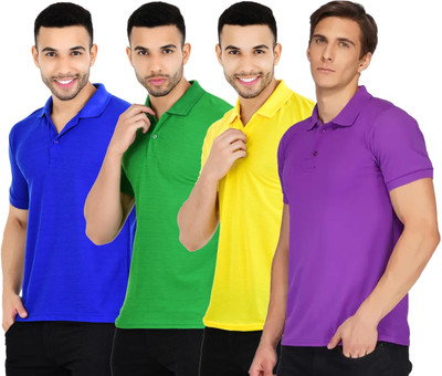 KEOTI Solid Men Polo Neck Multicolor T-Shirt