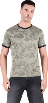 TQH Printed Men Round Neck Green T-Shirt