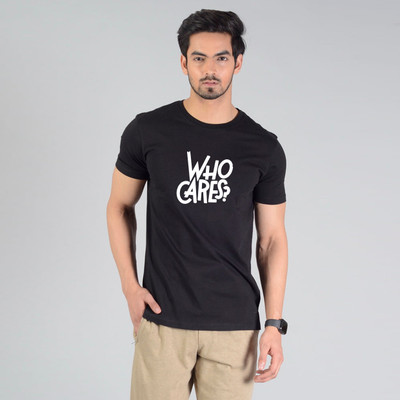WOLDER Typography Men Round Neck Reversible Black T-Shirt
