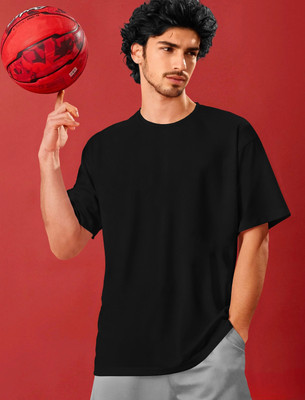 TRIPR Solid Men Round Neck Black T-Shirt