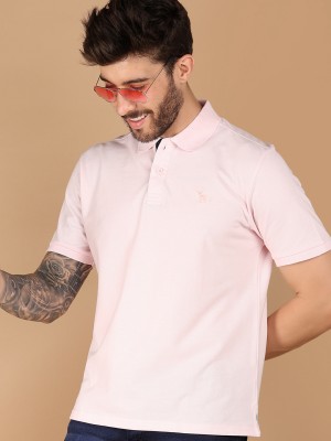 UNLIMITED Solid Men Polo Neck Pink T-Shirt