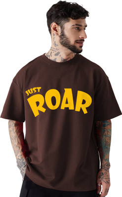 Leotude Printed Men Round Neck Brown T-Shirt