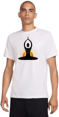 Attirea Printed Men Round Neck White T-Shirt