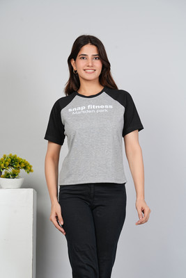 PURETEE Graphic Print Women Round Neck Black T-Shirt