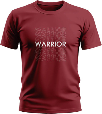Warriorworld Typography Men Round Neck Maroon T-Shirt