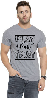 Rhymax Typography Men Round Neck Grey T-Shirt