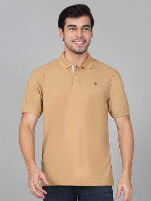 CANTABIL Solid Men Polo Neck Yellow T-Shirt