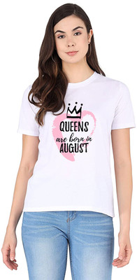 I KING Printed Women Round Neck Grey T-Shirt