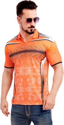 FABWAX Printed Men Polo Neck Multicolor T-Shirt