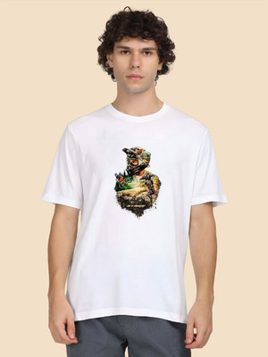 SZN Graphic Print Men Round Neck White T-Shirt