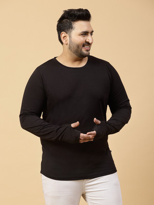 RIGO Solid Men Round Neck Black T-Shirt