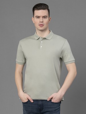 Red Tape Solid Men Polo Neck Green T-Shirt