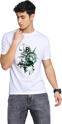 Attirea Printed Men Round Neck White T-Shirt