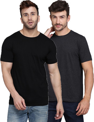 SLOWLORIS Solid Men Round Neck Multicolor T-Shirt