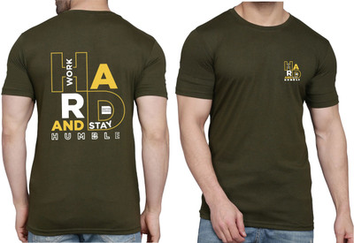 WOOSTRO Typography Men Round Neck Dark Green T-Shirt