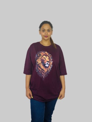 Kera Global Solid Women Round Neck Purple T-Shirt