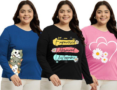 Elite soul Typography Women Round Neck Multicolor T-Shirt