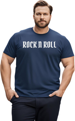 KART BLACK Self Design Men Round Neck Navy Blue T-Shirt