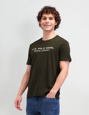 U.S. Polo Assn. Denim Co. Graphic Print Men Round Neck Green T-Shirt