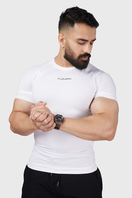 FuaarK Self Design Men Round Neck White T-Shirt