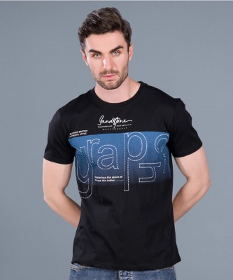 Tryner Typography Men Round Neck Black T-Shirt