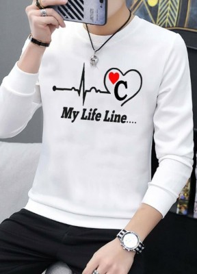 YI FASHION Graphic Print, Typography Men Round Neck White T-Shirt