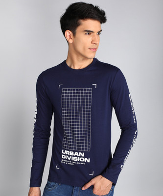 METRONAUT Printed Men Round Neck Dark Blue T-Shirt