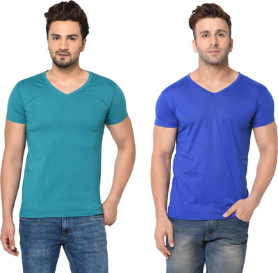 Adorbs Trend Solid Men V Neck White T-Shirt