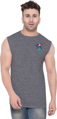 BEYOU FASHION Self Design Men Round Neck Grey T-Shirt