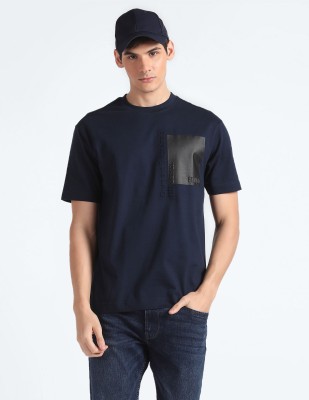 FLYING MACHINE Solid Men Round Neck Blue T-Shirt