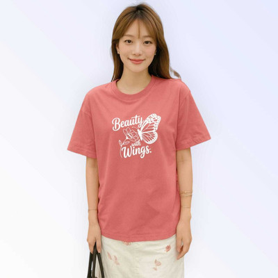 Stylicity Printed Women Round Neck Pink T-Shirt
