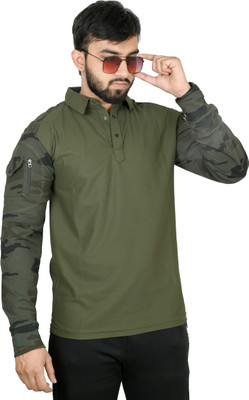 AADAKS SPORTZZ Solid Men Polo Neck Green T-Shirt