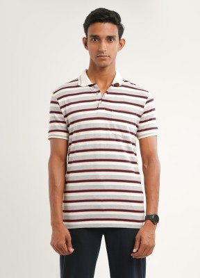 Ecolove Striped Men Polo Neck Multicolor T-Shirt