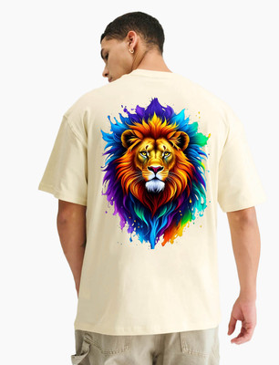 BubbleTwyst Graphic Print Men Round Neck Beige T-Shirt