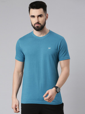 Force NXT Solid Men Round Neck Blue T-Shirt