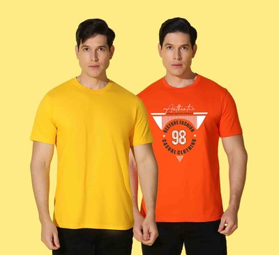 WOOSTRO Typography, Solid Men Round Neck Multicolor T-Shirt