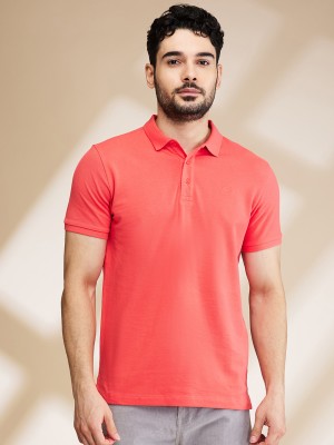 BEING HUMAN Solid Men Polo Neck Orange T-Shirt