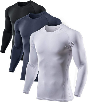 Kyk Solid Men Round Neck Black, Blue, White T-Shirt