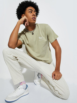 MAX Printed Men Round Neck Green T-Shirt