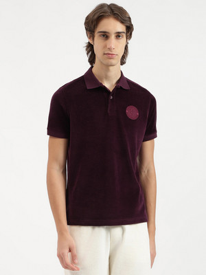 United Colors of Benetton Solid Men Polo Neck Maroon T-Shirt