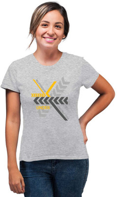SmarTee Street Printed, Typography Women Round Neck Grey T-Shirt
