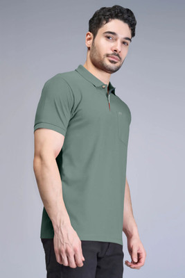 Triptee Solid Men Polo Neck Light Green T-Shirt