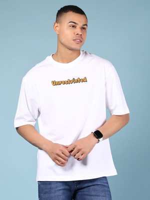 V-MART Printed Men Round Neck White T-Shirt