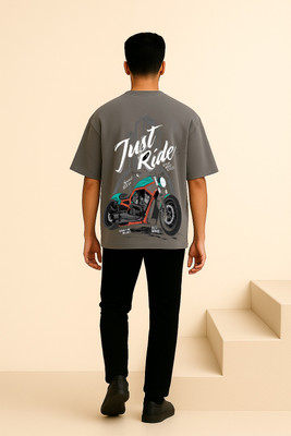 Hornignite Printed Men Round Neck Dark Green T-Shirt